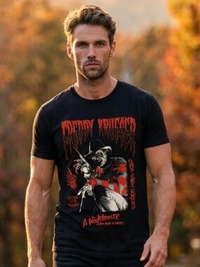 Freddy Krueger by MAD Engine Black Short-Sleeve Graphic Tee